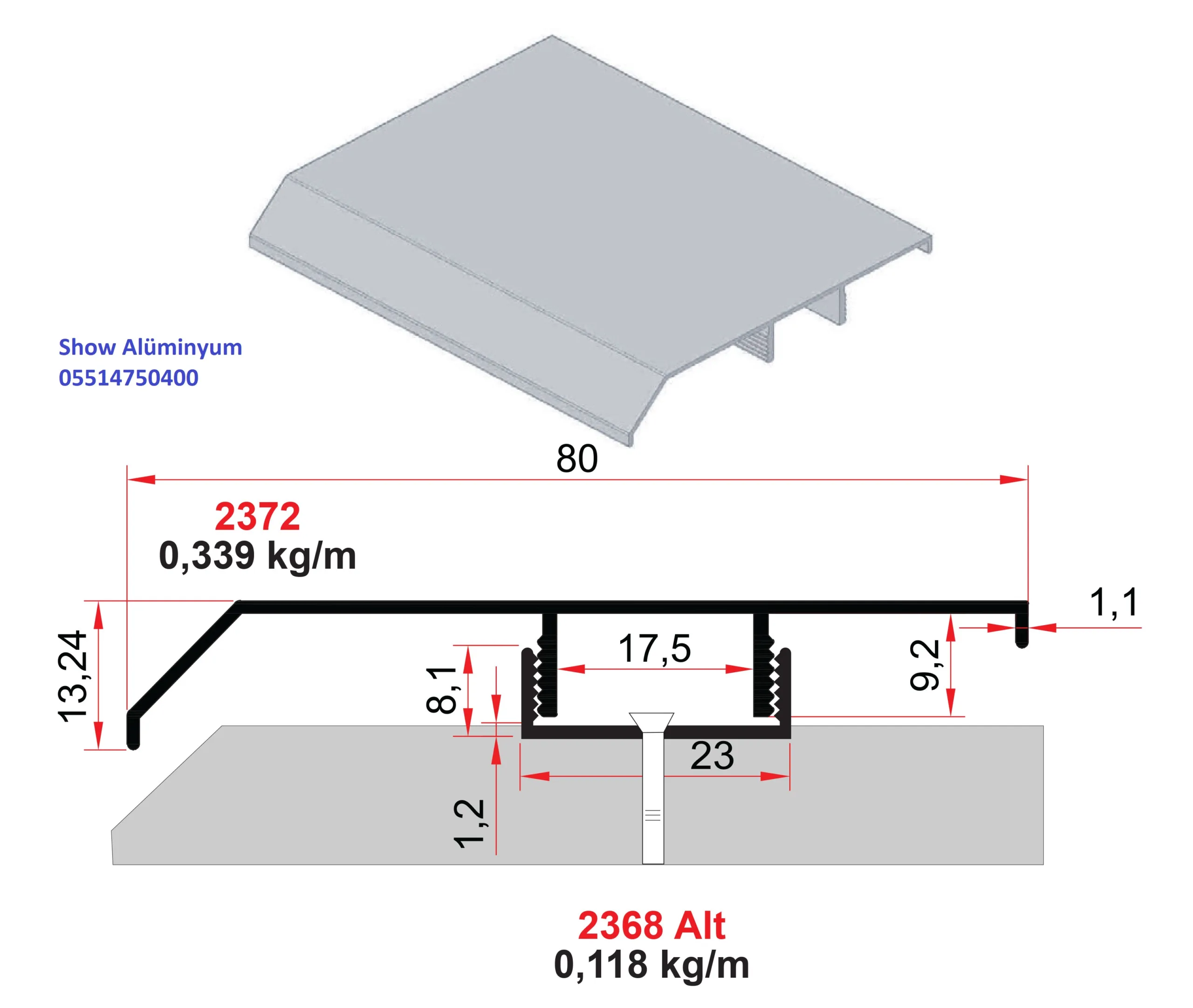 8 Cm Pahlı Alüminyum Süpürgelik Model